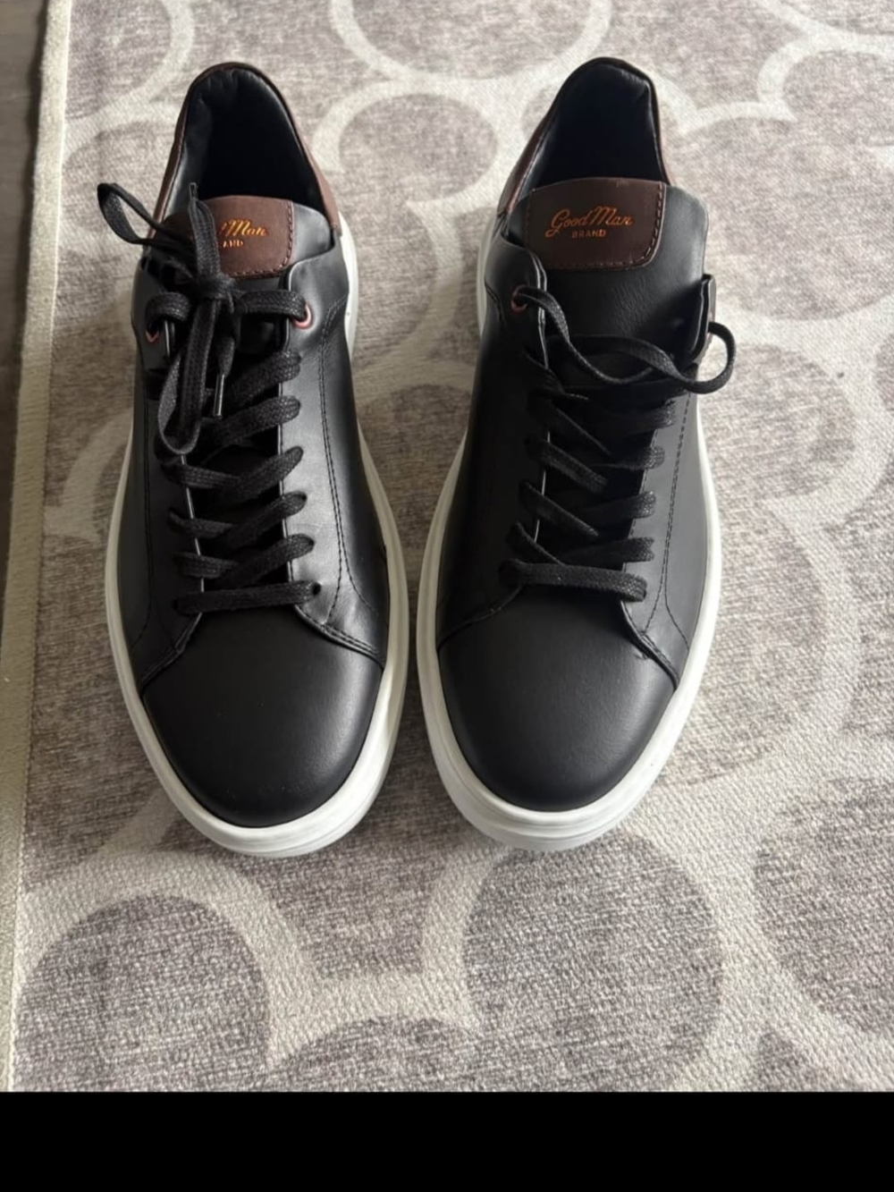 Good Man Brand Black Leather Sneakers with White Sole